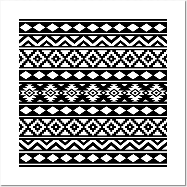 Aztec Essence Pattern White on Black Wall Art by NataliePaskell